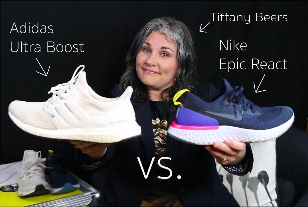 Ms. Tiffany Beers posted a video comparing the Nike Epic React Flyknit & adidas UltraBoost