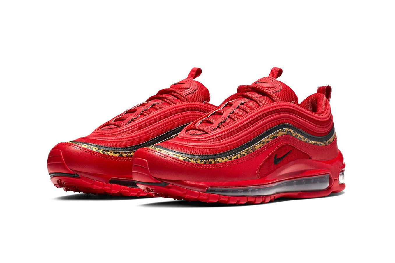 Celebrate the festive season with the bright red Nike Air Max 97 with "Leopard print"