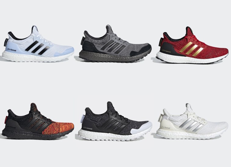 Collection of 6 color schemes of 'Game of Thrones' x adidas Ultra BOOST