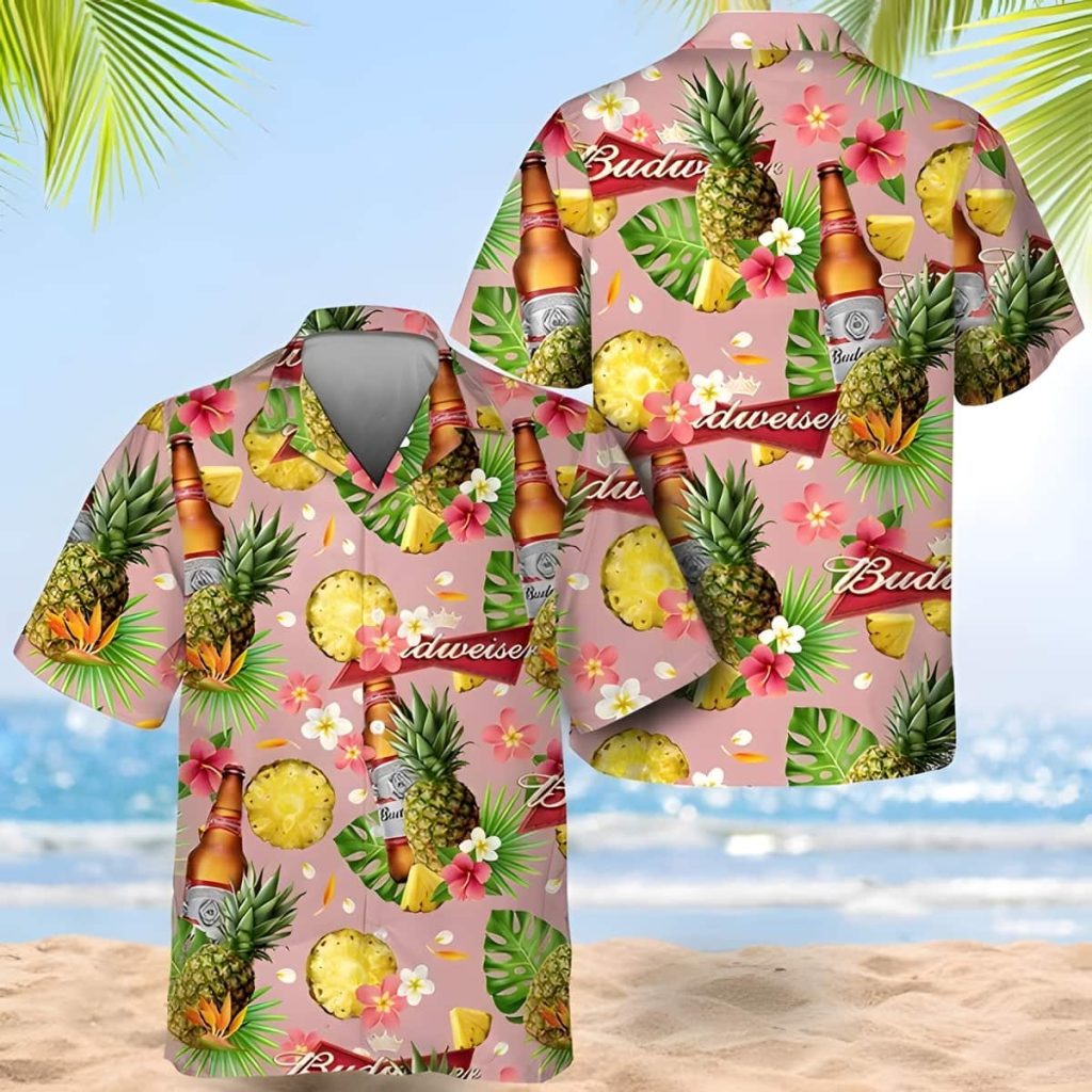 Beer Budweiser Hawaiian Shirt,Aloha Shirt,Tropical Pattern Beach Gift For Friend