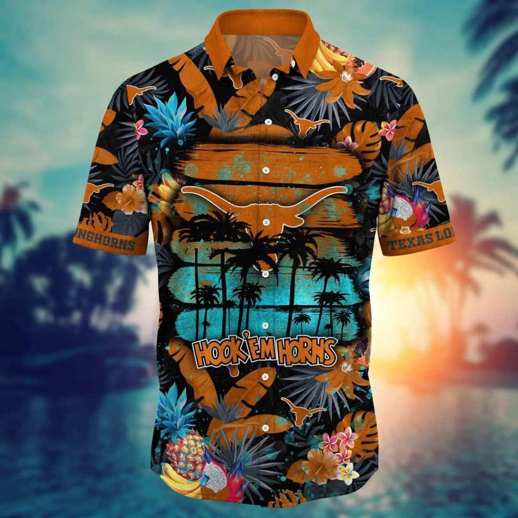 NCAA Texas Longhorns Hawaiian Shirt,Aloha Shirt,Tropical Fruit Pattern