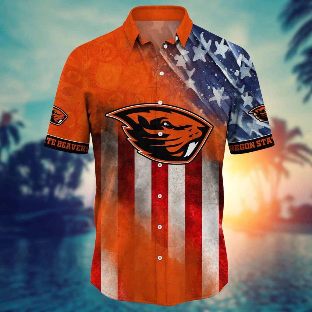 NCAA Oregon State Beavers Hawaiian Shirt,Aloha Shirt,Independence Day Happy 4th Of July