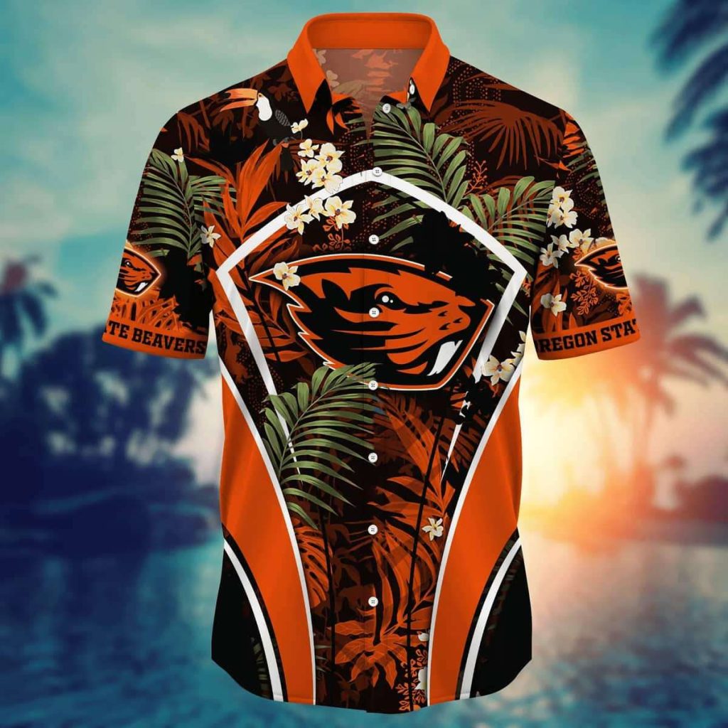 NCAA Oregon State Beavers Hawaiian Shirt,Aloha Shirt,Palm Leaves Pattern