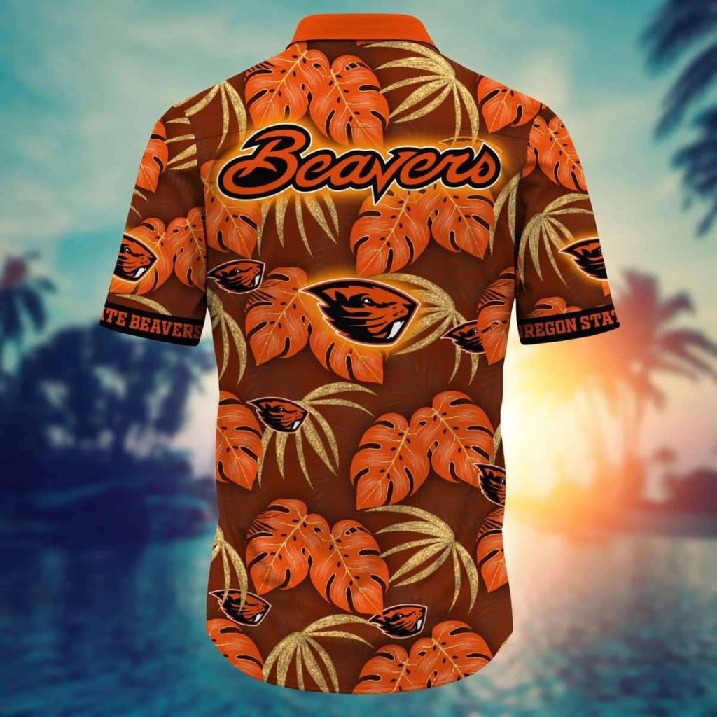 NCAA Oregon State Beavers Hawaiian Shirt,Aloha Shirt,Palm Leaves Pattern Gift For Him