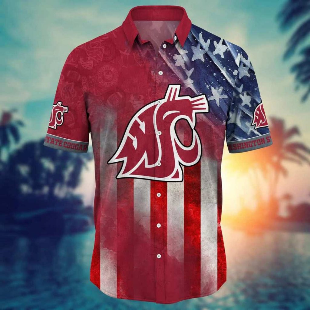 NCAA Washington State Cougars Hawaiian Shirt,Aloha Shirt,Independence Day Happy 4th Of July